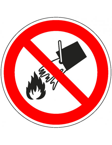 Niet blussen met water bord, kunststof, P011, rood wit, pictogram niet blussen met water, rond