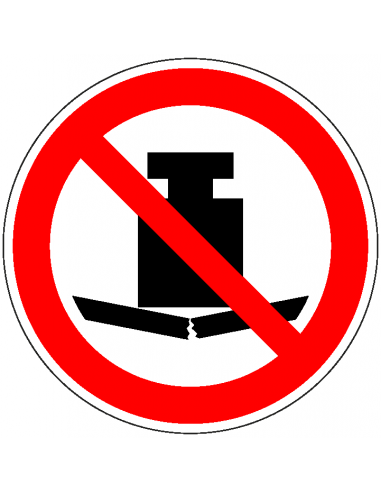 Geen zware last plaatsen sticker, ISO 7010, P012, rood wit, pictogram geen zware last plaatsen, rond