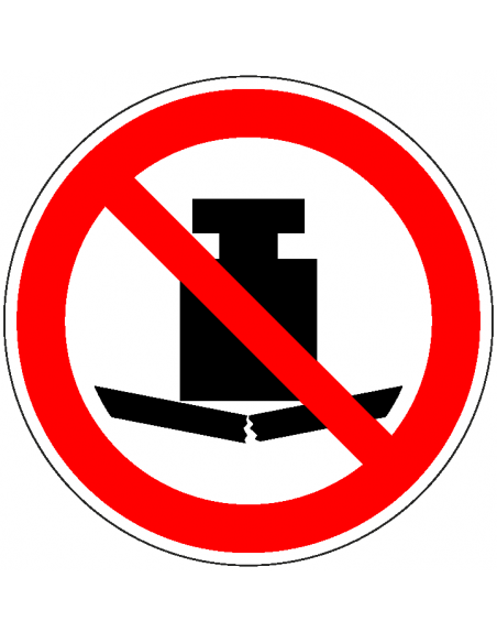 Geen zware last plaatsen bord, kunststof, P012, rood wit, pictogram geen zware last plaatsen, rond