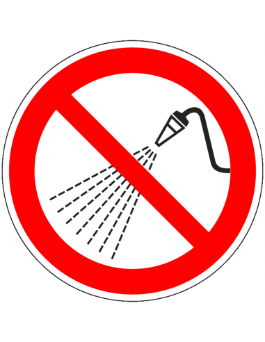 Niet besproeien met water bord, kunststof, P016, rood wit, pictogram niet besproeien met water, rond
