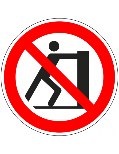 Duwen verboden bord, kunststof, P017, rood wit, pictogram niet duwen, rond