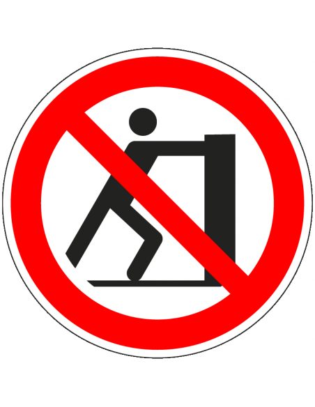 Duwen verboden bord, kunststof, P017, rood wit, pictogram niet duwen, rond