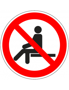 Niet zitten bord, kunststof, P018, rood wit, pictogram niet zitten, rond