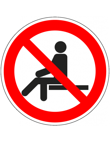 Niet zitten bord, kunststof, P018, rood wit, pictogram niet zitten, rond