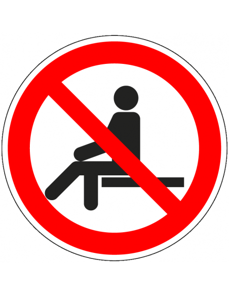 Niet zitten bord, kunststof, P018, rood wit, pictogram niet zitten, rond