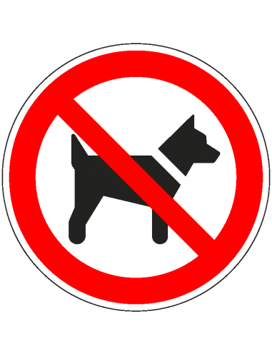 Verboden voor honden sticker, ISO 7010, P021, rood wit, honden verboden pictogram, symbool hond, rond
