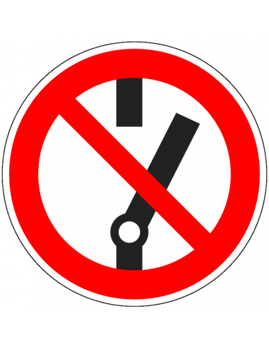 Verboden in te schakelen, magneetfolie, ISO 7010, P031, rood wit, rond, verboden in te schakelen symbool