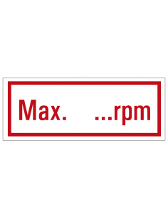 Tekststicker 'Max. ...rpm' 30 x 80 mm