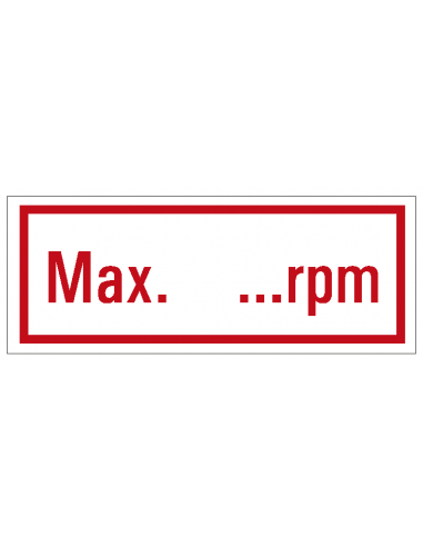 Tekststicker 'Max. ...rpm' 30 x 80 mm
