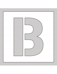 Spuitsjabloon letter B - dibond, wit, vierkant