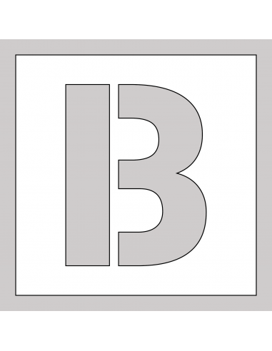Spuitsjabloon letter B - dibond, wit, vierkant