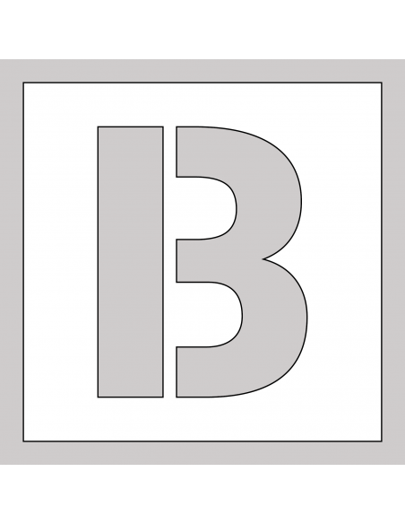 Spuitsjabloon letter B - dibond, wit, vierkant