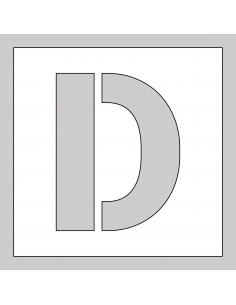 Spuitsjabloon letter D - dibond, wit, vierkant