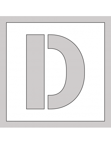 Spuitsjabloon letter D - dibond, wit, vierkant