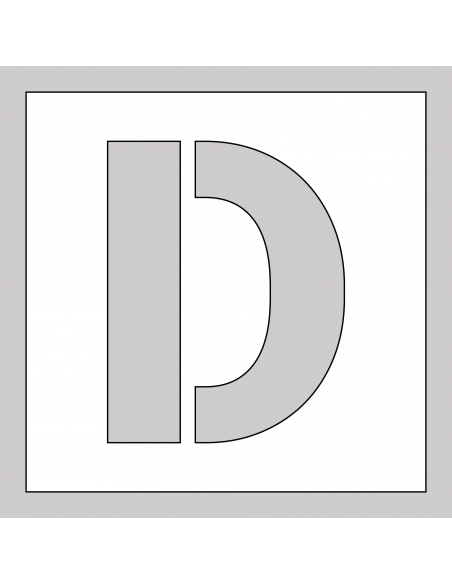 Spuitsjabloon letter D - dibond, wit, vierkant