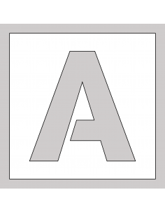 Spuitsjabloon letter A - dibond, wit, vierkant