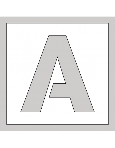 Spuitsjabloon letter A - dibond, wit, vierkant