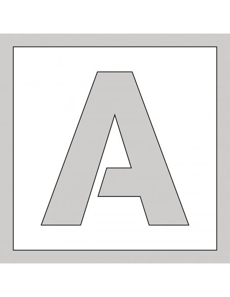 Spuitsjabloon letter A - dibond, wit, vierkant