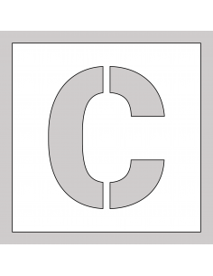 Spuitsjabloon letter C - dibond, wit, vierkant