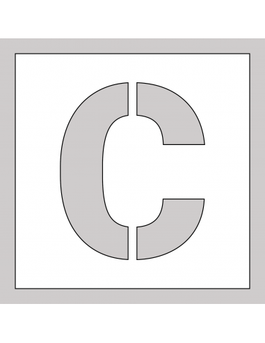 Spuitsjabloon letter C - dibond, wit, vierkant