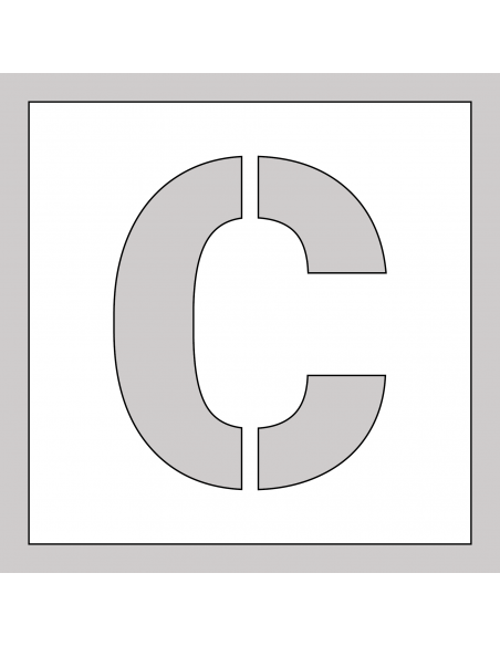 Spuitsjabloon letter C - dibond, wit, vierkant