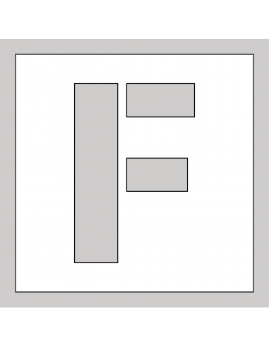 Spuitsjabloon letter F - dibond
