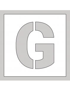 Spuitsjabloon letter G - dibond, wit, vierkant