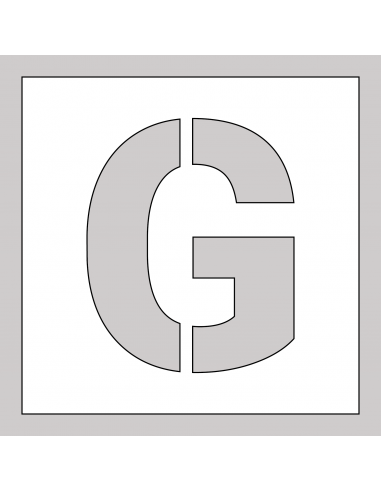 Spuitsjabloon letter G - dibond, wit, vierkant