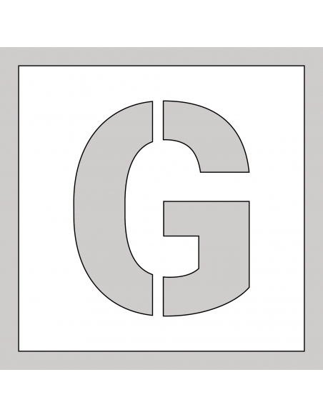 Spuitsjabloon letter G - dibond, wit, vierkant