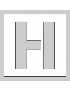 Spuitsjabloon letter H - dibond, wit, vierkant