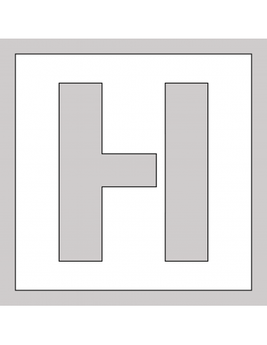 Spuitsjabloon letter H - dibond, wit, vierkant
