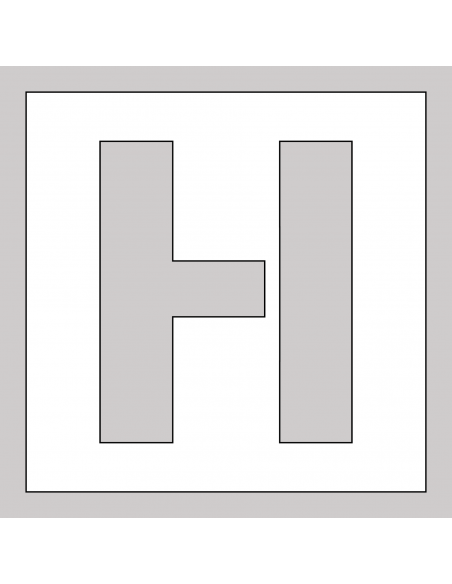 Spuitsjabloon letter H - dibond, wit, vierkant