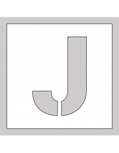 Spuitsjabloon letter J - dibond, wit, vierkant