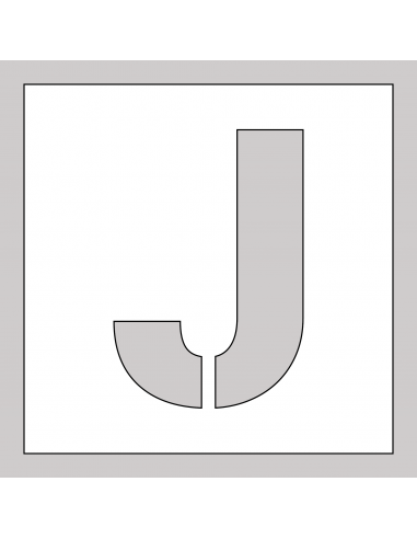 Spuitsjabloon letter J - dibond, wit, vierkant