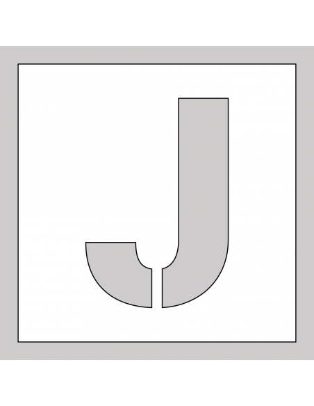 Spuitsjabloon letter J - dibond, wit, vierkant