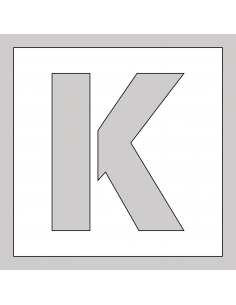 Spuitsjabloon letter K - dibond, wit, vierkant