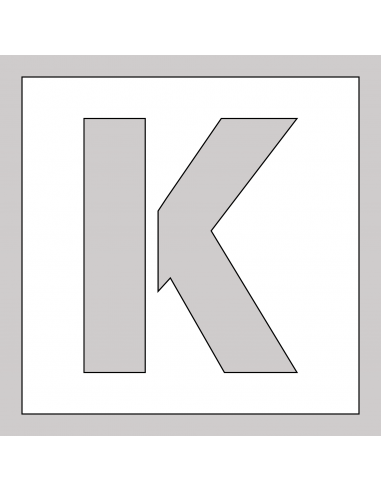 Spuitsjabloon letter K - dibond, wit, vierkant
