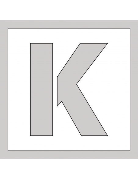 Spuitsjabloon letter K - dibond, wit, vierkant