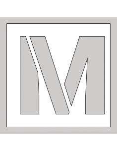 Spuitsjabloon letter M - dibond, wit, vierkant