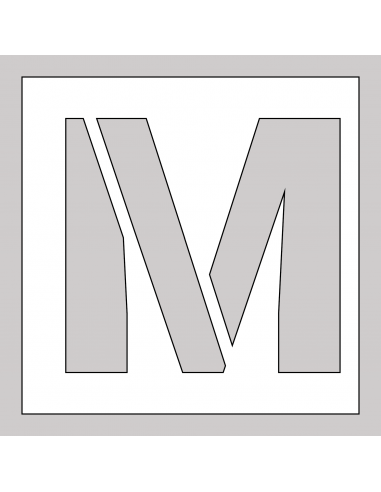 Spuitsjabloon letter M - dibond, wit, vierkant
