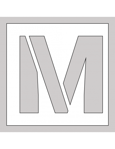Spuitsjabloon letter M - dibond, wit, vierkant