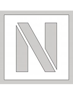 Spuitsjabloon letter N - dibond, wit, vierkant