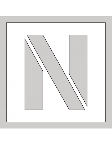 Spuitsjabloon letter N - dibond, wit, vierkant