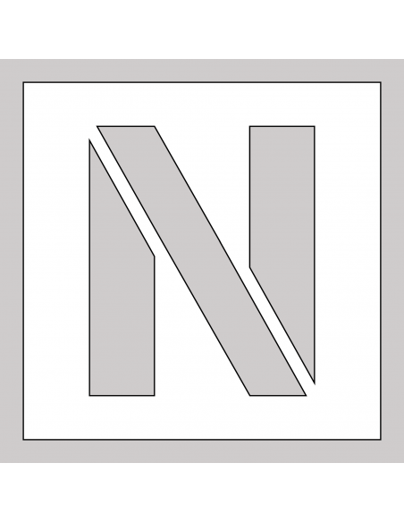 Spuitsjabloon letter N - dibond, wit, vierkant