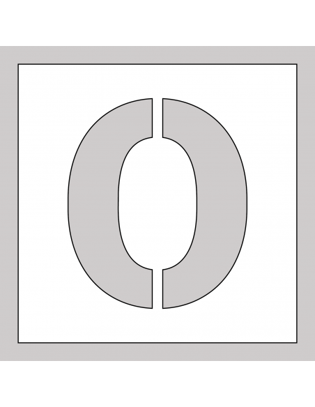 Spuitsjabloon letter O - dibond, wit, vierkant