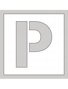 Spuitsjabloon letter P - dibond, wit, vierkant