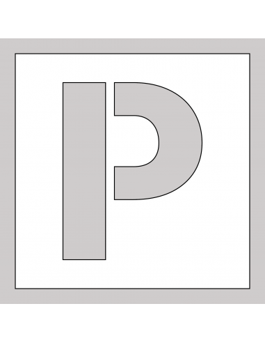 Spuitsjabloon letter P - dibond, wit, vierkant