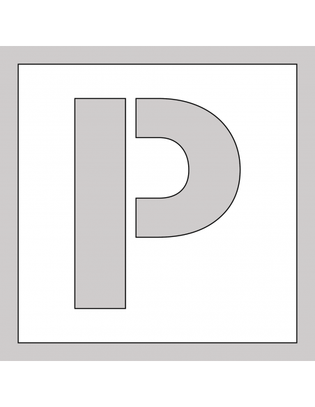 Spuitsjabloon letter P - dibond, wit, vierkant