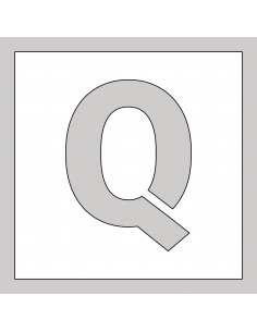 Spuitsjabloon letter Q - dibond, wit, vierkant