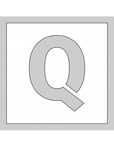 Spuitsjabloon letter Q - dibond, wit, vierkant